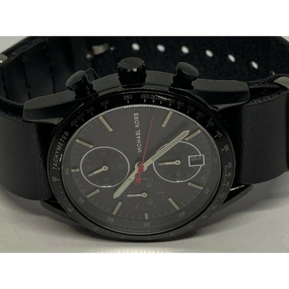 Michael Kors MK8386 Men Black Leather Analog Black main image 7